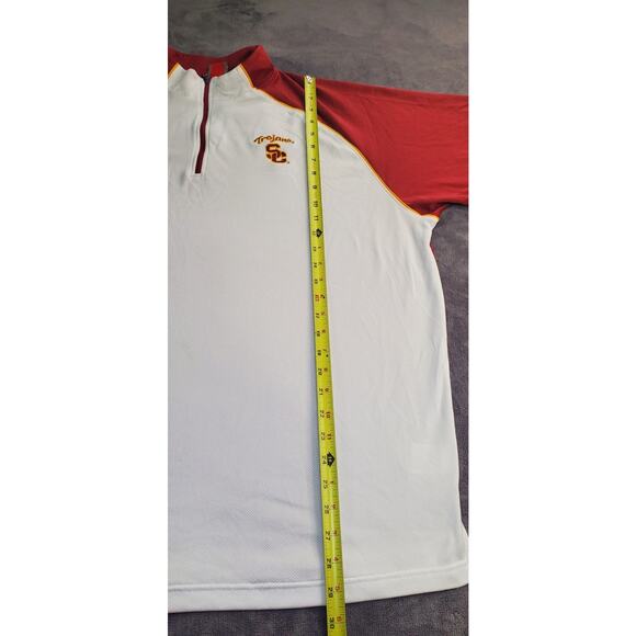 Nike Vintage USC Trojans Sz XL Embroidered WHITE Red Polo 1/4 Zip Mens Team C25 - Picture 2 of 10